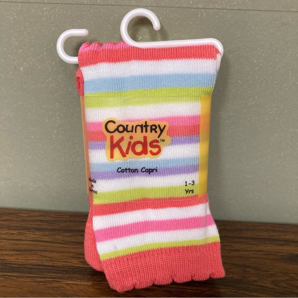 $1 NWT Country Kids Cotton Capri Rainbow Stripe - Coral 1-3 Years (BUNDLE ONLY)